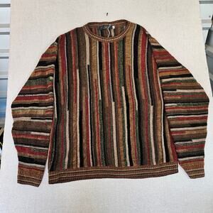 Vintage 90s Protege Coogi Style Striped Sweater 2XLT USA Made